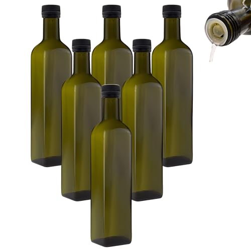 6x Ölflasche 500ml mit Ausgiesser grün/braune Glasflaschen mit Dosierer und Etiketten 6x Ölflasche 500ml mit Ausgiesser grün/braune Glasflaschen mit Dosierer und Etiketten von mikken