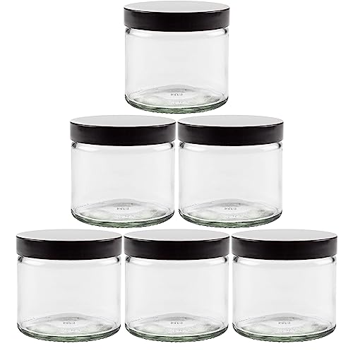 Glas Tiegel Set 6 x 250 ml leere Cremetiegel mit Schraubverschluss inkl. Etiketten von mikken