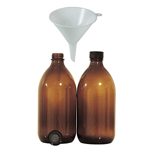 2 x braune Medizinflasche 500 ml Enghalsflasche mit Schraubverschluss made in Germany & BPA-frei - inkl. Einfülltrichter von mikken