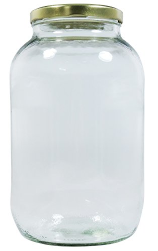 Mikken XL Einmachglas 3400ml mit Schraubverschluss Gold, Vorratsglas Glasdose inkl. Beschriftungsetikett von mikken