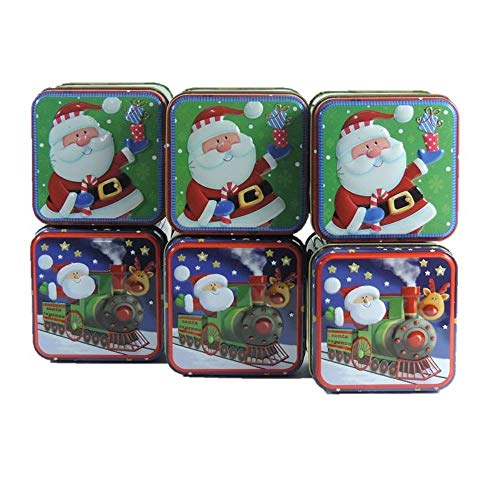 Viva-Haushaltswaren - 6 kleine Keksdosen 8x8x6,5 cm / Gebäckdosen / Weihnachtsdosen / Geschenkdosen / Metalldosen von mikken