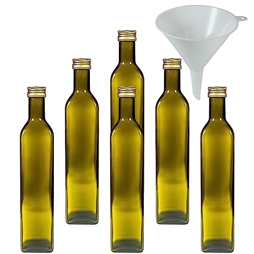 Viva-Haushaltswaren Gabriele Hesse e.K. mikken 6 x braune Glasflasche Ölflasche 500 ml inkl. Trichter von mikken