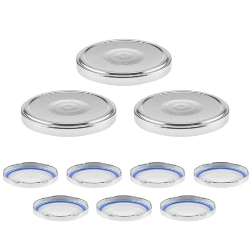 mikken 10 Deckel für Marmeladengläser 8,5 cm TO82 Blueseal - BPA/PVC-frei, Twist-Off Ersatzdeckel Schraubdeckel für Sturzgläser und Einmachgläser silber von mikken