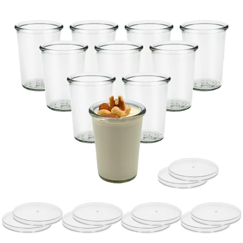 mikken 10 Joghurtgläser mit Deckel 150 ml Dessertgläser Joghurtbecher auch passend für Thermomix Varoma von mikken