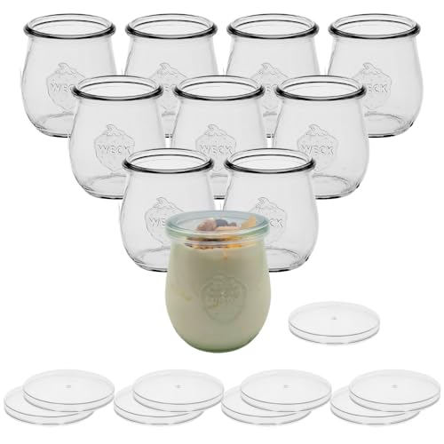 mikken 10 Joghurtgläser mit Deckel 220 ml Dessertgläser Joghurtbecher Ersatzgläser für diverse Joghurtbereiter, auch passend für Thermomix Varoma von mikken