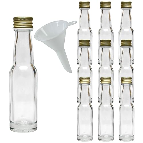 mikken 10 kleine Glasflaschen 20ml Geschenkflaschen Likörflaschen zum befüllen inkl. Trichter von mikken