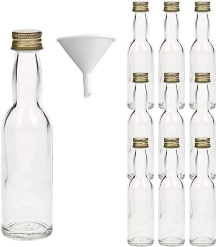 mikken 10 kleine Glasflaschen 40ml Geschenkflaschen Likörflaschen zum befüllen inkl. Trichter von mikken