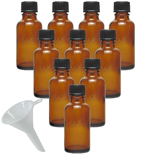 mikken 10 x braune Apothekerflasche 30ml made in Germany, inkl Beschriftungsetiketten + Trichter von mikken