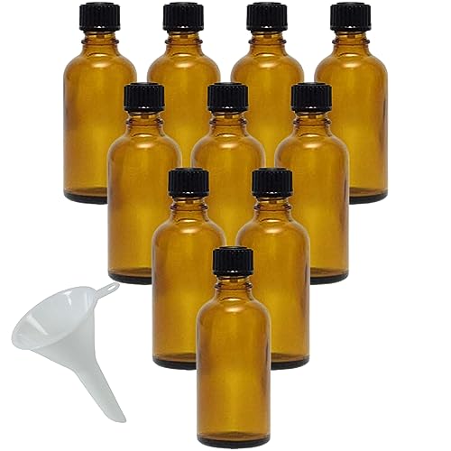 mikken 10 x braune Apothekerflasche 50ml made in Germany, inkl Beschriftungsetiketten + Trichter von mikken