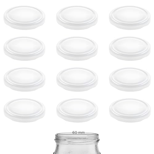mikken 12 Deckel TO 70/7,3 cm Twist-Off Ersatzdeckel Schraubdeckel für Sturzgläser, Einmachgläser, Marmeladengläser Farbe weiß von mikken