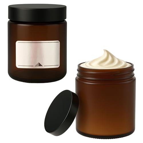 mikken 2 Glastiegel 180ml braune Salbentiegel Cremetiegel inkl. Etiketten von mikken