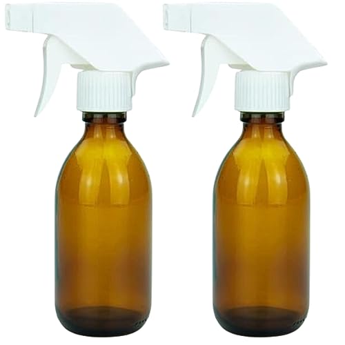 mikken 2 Sprühflaschen 250 ml Glas braun für Reinigungsmittel, Haarpflege, Pflanzen, etc von mikken