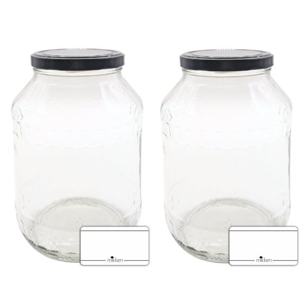 mikken 2 große Einmachgläser 2650 ml mit Deckel (TO100) von mikken
