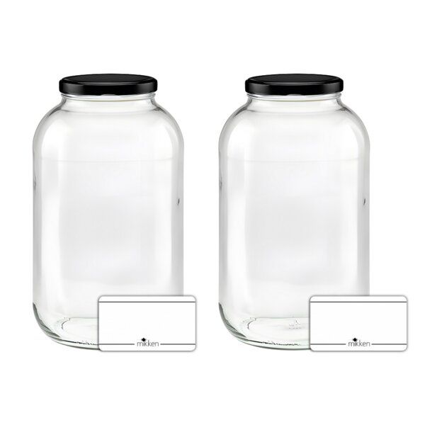 mikken 2 große Einmachgläser 4250 ml mit schwarzem Deckel (TO100) von mikken