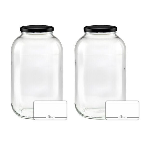 mikken 2 große Einmachgläser 4250 ml mit schwarzem Deckel (TO100) von mikken