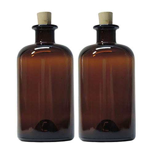 mikken | 2 x Apothekerflasche 500 ml Glasflasche mit Korken und Etiketten von mikken