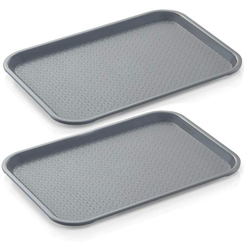 2 x Gastro-Tablett, grau 35 x 27 cm, rutschhemmend aus Kunststoff Polypropylen von mikken