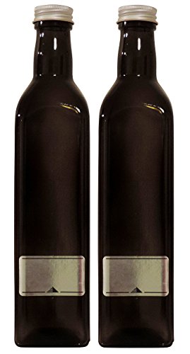 mikken 2 x Ölflasche 500ml / braune Schraubverschluss zum selbst abfüllen, inkl. Etiketten zum Beschriften Glasflasche, Glas, Einheiten von mikken