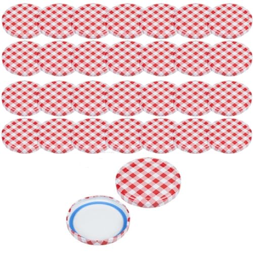 mikken 30 Deckel für Gläser 8,5 cm TO82 Blueseal - BPA/PVC-frei, Twist-Off Ersatzdeckel Schraubdeckel für Sturzgläser und Einmachgläser rot weiß kariert mikken 30 Deckel für Gläser 8,5 cm TO82 Blueseal - BPA/PVC-frei, Twist-Off Ersatzdeckel Schraubdeckel für Sturzgläser und Einmachgläser rot weiß kariert von mikken