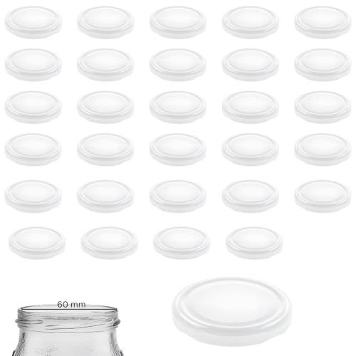mikken 30 Deckel für Gläser TO 70/7,3 cm pasteurisierbar, Twist off Ersatzdeckel für Marmeladengläser, Einmachgläser Farbe weiss von mikken