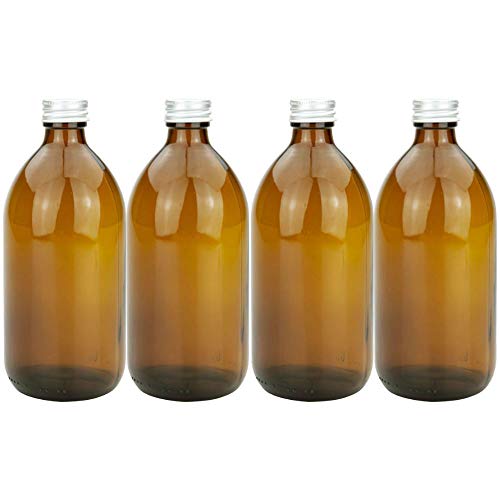 mikken 4 Apothekerflasche 500 ml Glasflasche braun mit Schraubverschluss von mikken