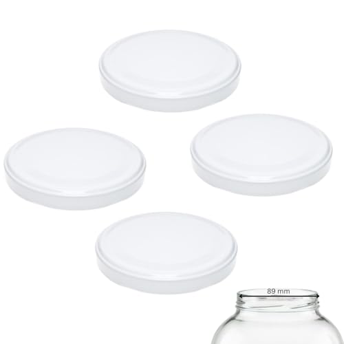 mikken 4 Deckel TO 100/10,3 cm für Einmachgläser Twist-Off Ersatzdeckel Schraubdeckel für grosse Gläser Farbe weiß von mikken