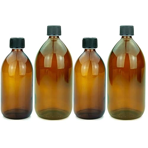 mikken 4 braune Glasflaschen 2 x 500 ml + 2 x 1000 ml mit Schraubverschluss mikken 4 braune Glasflaschen 2 x 500 ml + 2 x 1000 ml mit Schraubverschluss von mikken