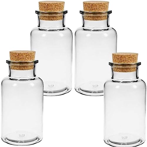 mikken 4 x Apothekerglas 300ml Glasflasche mit Korken inkl. Etiketten von mikken