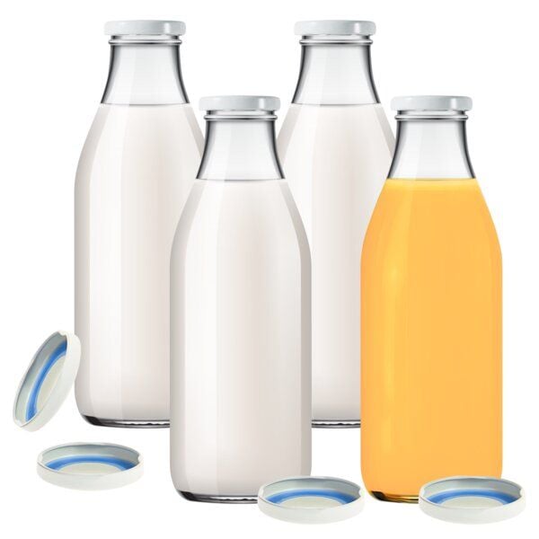 mikken 4er Set Milchflasche 1000 ml Saftflasche mit Ersatzdeckel Blueseal von mikken