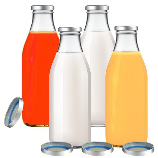 mikken 4er Set Milchflasche 1000 ml Saftflasche mit Ersatzdeckel Blueseal von mikken