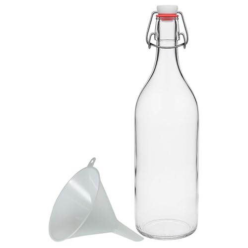 mikken 4x Grosse XXL Glasflasche mit Bügelverschluss für 2 Liter zum befüllen inkl. Trichter von mikken