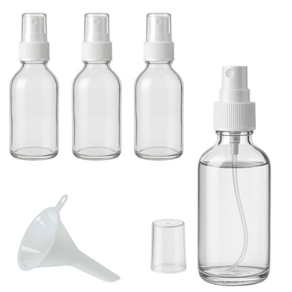 mikken 4x Sprühflasche 50 ml Glas Apothekerflasche mit Zerstäuber inkl. Trichter von mikken