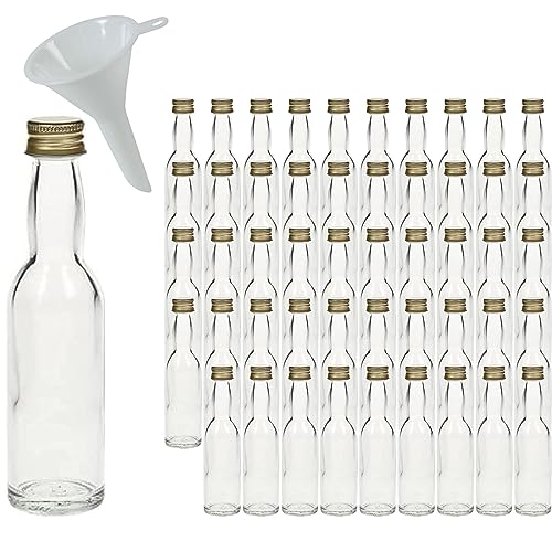 mikken 50 Mini Glasflaschen 40 ml zum befüllen Geschenkflaschen mit Schraubverschluss inkl. Trichter von mikken