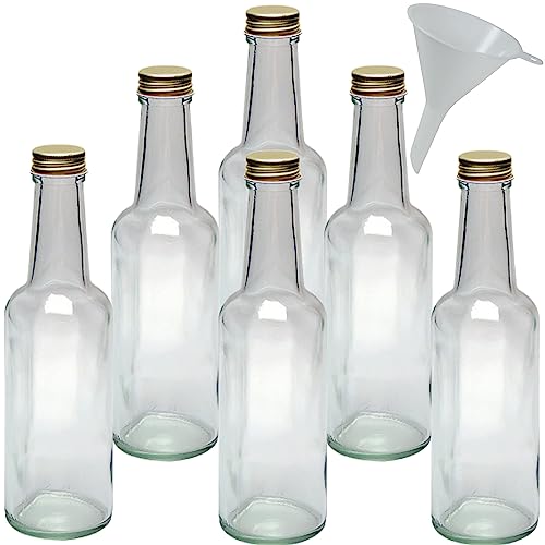 mikken 6 kleine Glasflaschen 250ml Likörflaschen zum befüllen + 1 Trichter von mikken