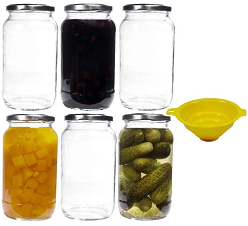 mikken 6 x Einmachglas 1 Liter mit Schraubverschluss silber, inkl. Trichter mikken 6 x Einmachglas 1 Liter mit Schraubverschluss silber, inkl. Trichter von mikken