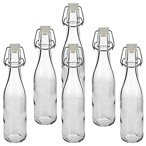 mikken 6 x Glasflasche 330 ml mit Bügelverschluss aus Kunststoff inkl. Beschriftungsetiketten von mikken