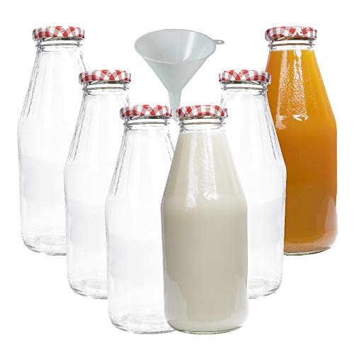 mikken 6 x Glasflasche 500 ml, Flasche mit Schraubverschluss inkl. Trichter von mikken