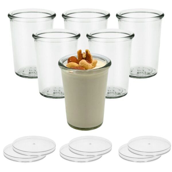 mikken 6er Set Dessertgläser 150 ml Joghurtgläser Bechergläser mit Frischhaltedeckel von mikken