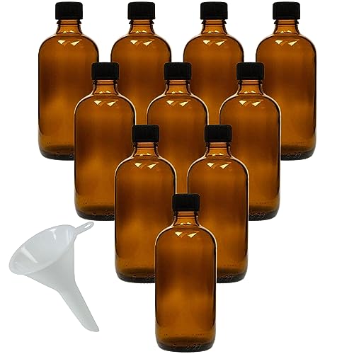 mikken 10 x braune Apothekerflasche 100ml made in Germany, inkl Beschriftungsetiketten + Trichter von mikken