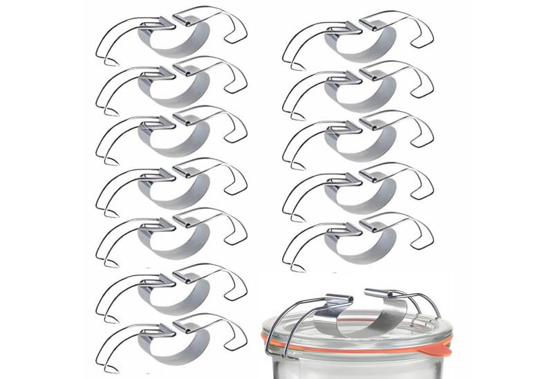 mikken Einmachglas 12x Universalbügel Klammern für Einkochgläser und Weckgläser, (Spar-Set, 12-tlg), passend für Weckgläser und viele andere Einkochgläser von mikken