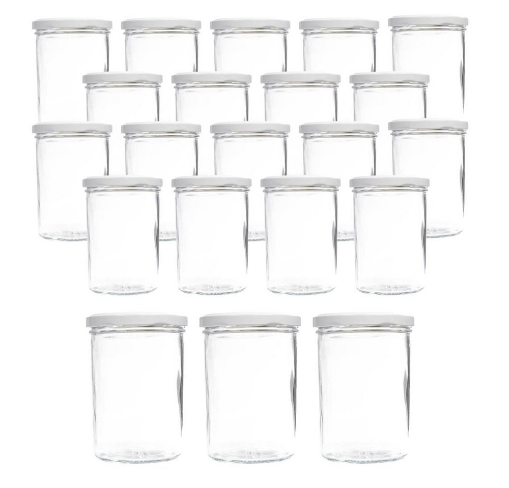 mikken Einmachglas 25 Einmachgläser 435 ml mit Deckel und Beschriftungsetiketten, verschiedene Deckelfarben von mikken