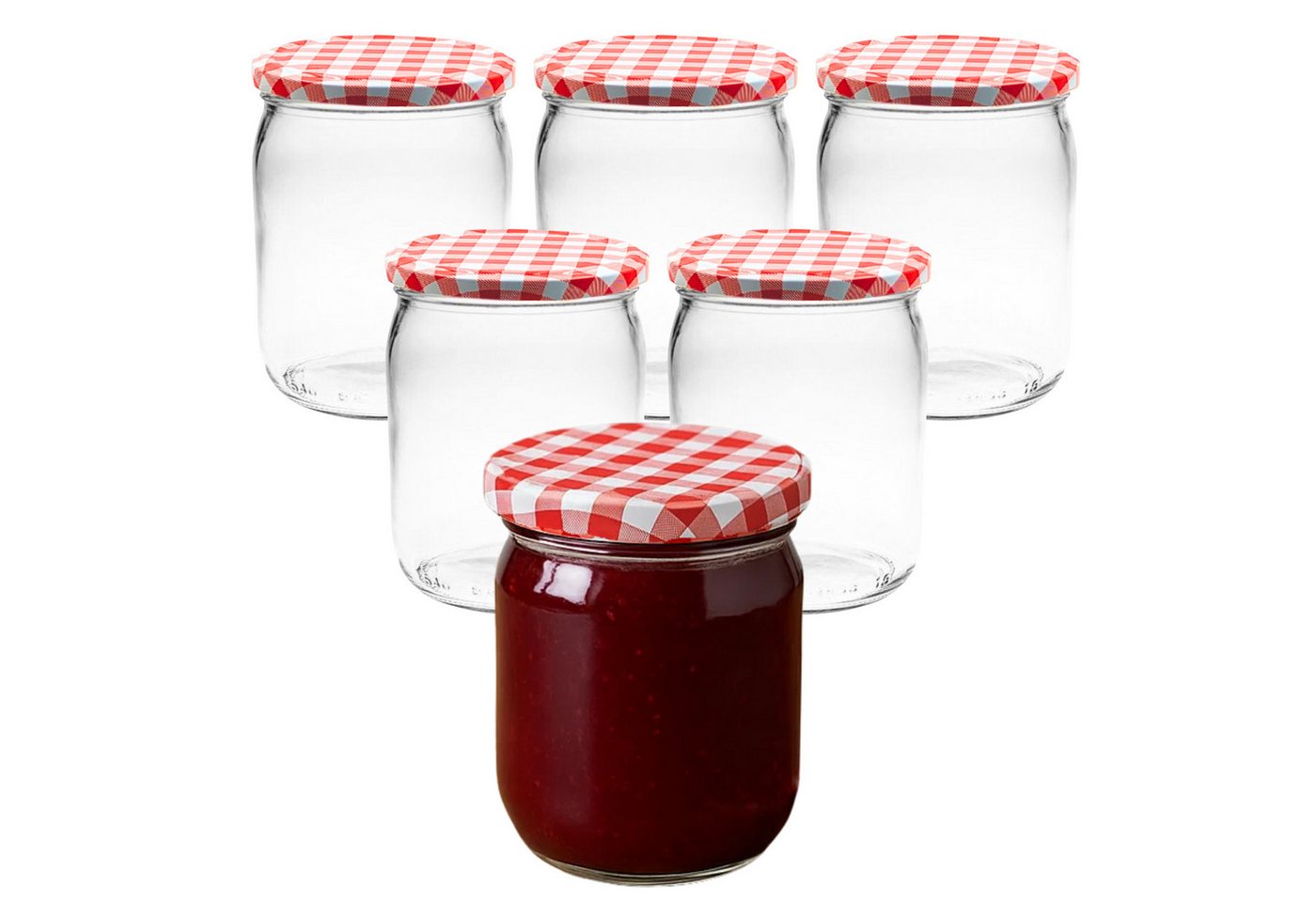 mikken Einmachglas 540 ml Einkochglas Marmeladenglas Einmachgläser, (Set, 6-tlg., Vorratsset, spar-set), pasteurisierbar, luftdicht von mikken