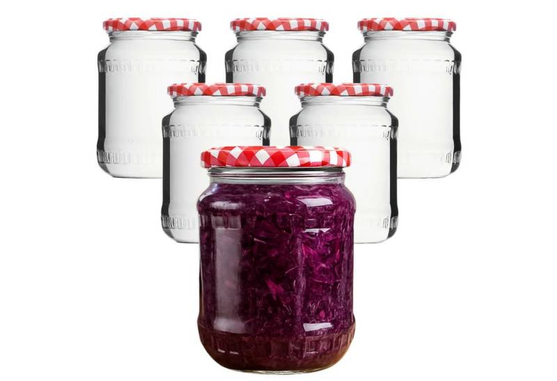 mikken Einmachglas 720ml mit Relief große Einkochgläser Gurkengläser Vorratsgläser, (Set, 6-tlg), luftdicht, zum pasteurisieren geeignet von mikken
