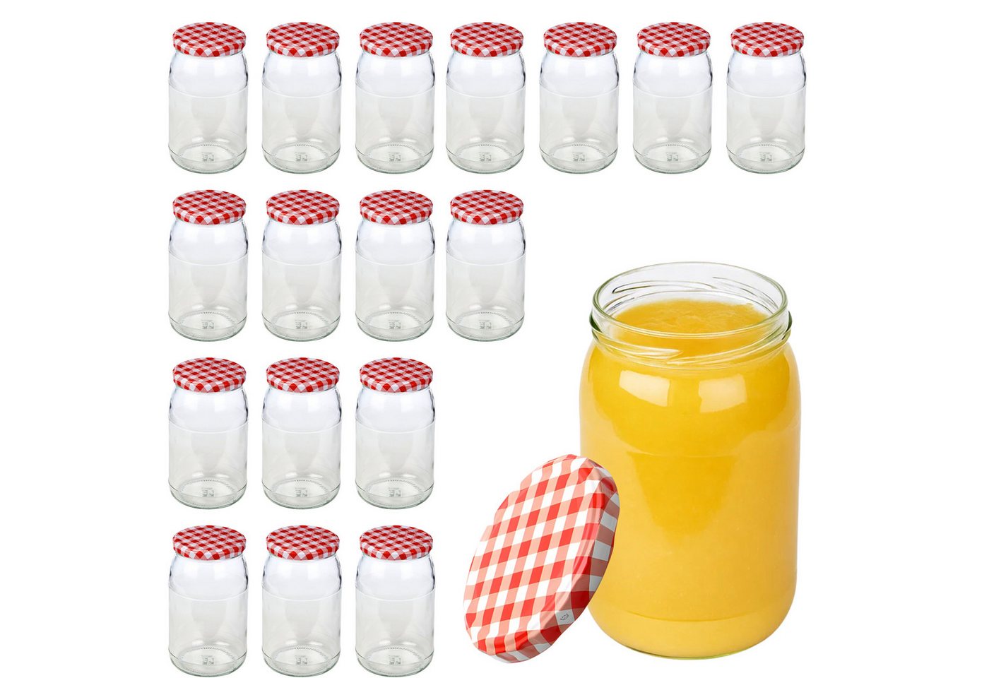 mikken Einmachglas 900 ml große Einmachgläser Einkochgläser Schraubgläser Vorratsgläser, (Set, 18-tlg., Spar-Set), luftdicht schließend, zum pasteurisieren geeignet von mikken