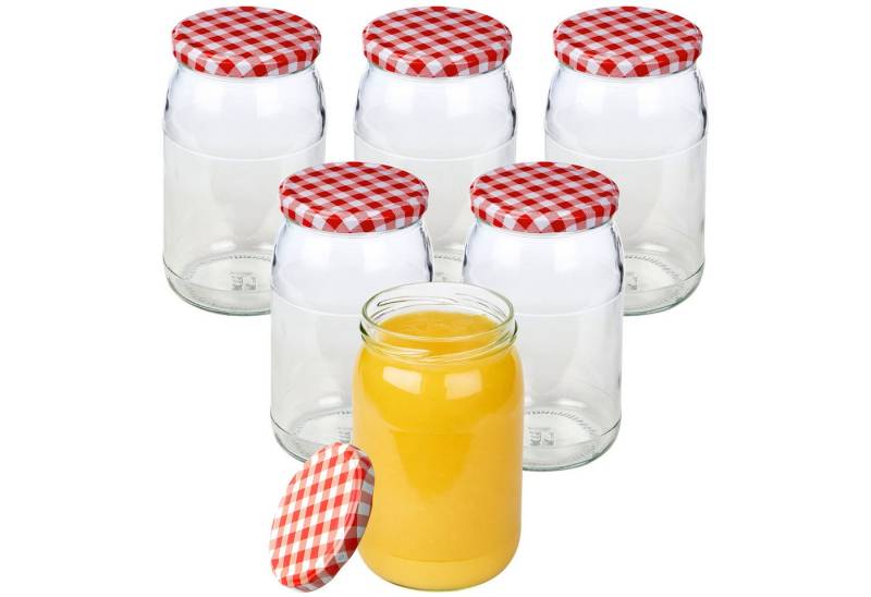 mikken Einmachglas 900 ml große Einmachgläser Einkochgläser Schraubgläser Vorratsgläser, (Set, 6-tlg., Spar-Set), luftdicht schließend, zum pasteurisieren geeignet von mikken