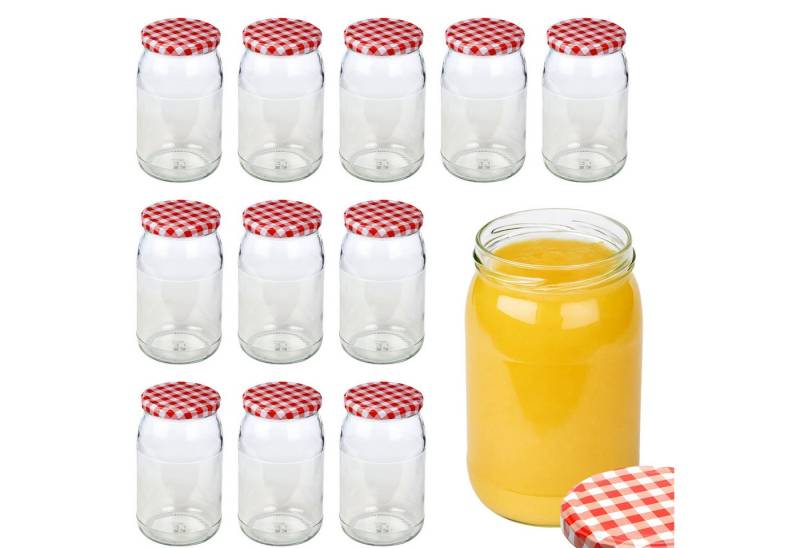 mikken Einmachglas 900 ml große Einmachgläser Einkochgläser Schraubgläser Vorratsgläser, (Vorrats-Set, 12-tlg., Spar-Set), luftdicht schließend, zum pasteurisieren geeignet von mikken