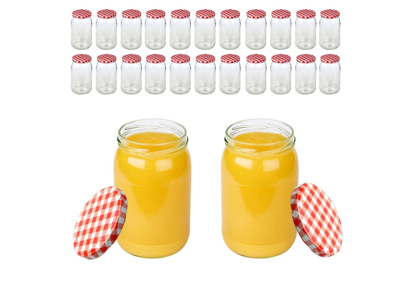 mikken Einmachglas 900 ml große Einmachgläser Einkochgläser Schraubgläser Vorratsgläser, (Vorrats-Set, 24-tlg., Spar-Set), luftdicht schließend, zum pasteurisieren geeignet von mikken