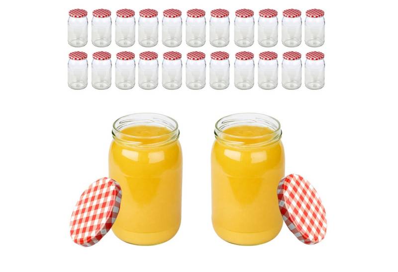 mikken Einmachglas 900 ml große Einmachgläser Einkochgläser Schraubgläser Vorratsgläser, (Vorrats-Set, 24-tlg., Spar-Set), luftdicht schließend, zum pasteurisieren geeignet von mikken