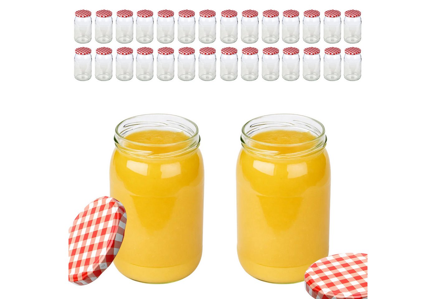 mikken Einmachglas 900 ml große Einmachgläser Einkochgläser Schraubgläser Vorratsgläser, (Vorrats-Set, 30-tlg., Spar-Set), luftdicht schließend, zum pasteurisieren geeignet von mikken