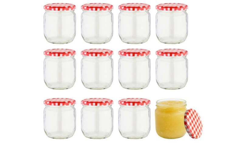 mikken Einmachglas Marmeladengläser 425 ml Einmachgläser Einkochgläser, (Spar-Set, 12-tlg., 6er - 60er Sets), verschiedene Sets von 6 - 60 Stk, zum pasteurisieren geeignet von mikken